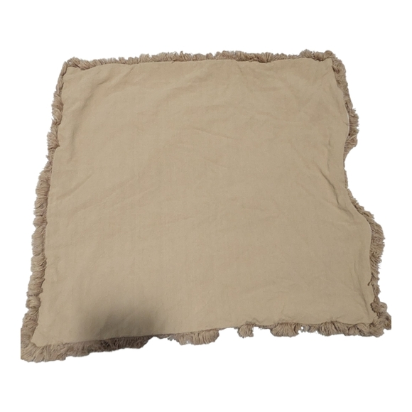 Fringed Tan Throw Cushion Covers. 6 - Picture 1 of 8